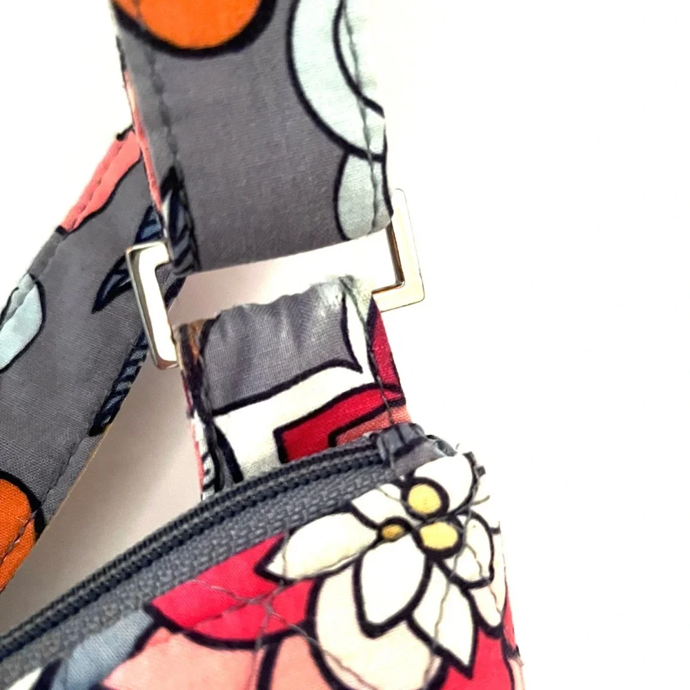 Vera Bradley Quilted Crossbody Bag Gray Floral Retired Pattern - Picture 14 of 14